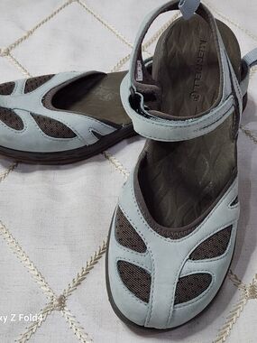 Merrell Siren Wrap Q2 Hiking Sandals Mary Jane Blue Surf Women's Size 7 EUC
